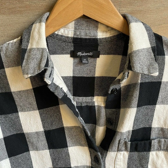 Madewell Oversized Buffalo Check Flannel Boyshirt Button Down Top - Picture 5 of 5
